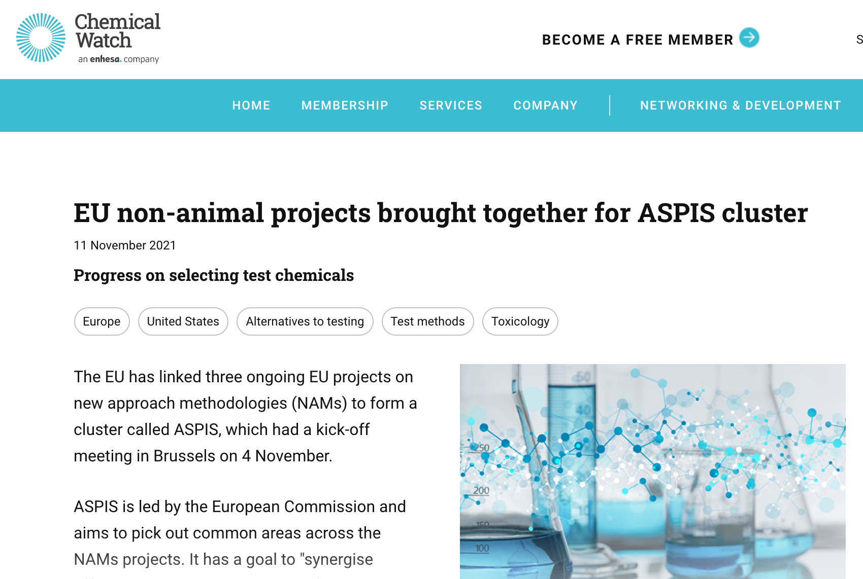 EU non-animal projects brought together for ASPIS cluster
