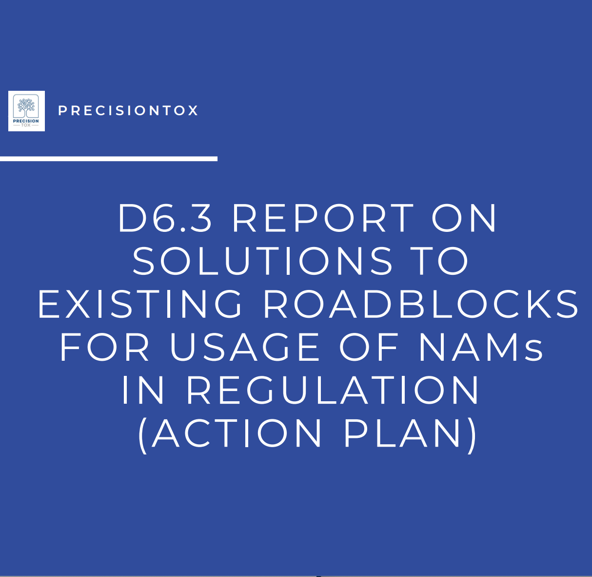 Read the Report on Solutions to existing Roadblocks for usage of NAMs in Regulation (Action Plan) here